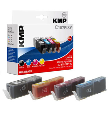 C107PIXV schwarz, cyan, magenta, gelb Tintenpatronen ersetzt Canon PGI-570 XL PGBK, CLI-571 XL C/M/Y 1567,0050