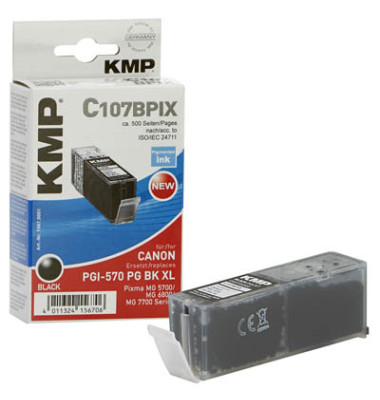 C107BX schwarz Tintenpatrone ersetzt Canon PGI-570 XL PGBK 1567,0001