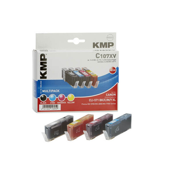 4011324156959 - Druckerpatrone C107XV 1568005 kompatibel zu Canon CLI-571 XL BK C M Y Multipack schwarz cyan magenta gelb 4011324156959 K 4 Stück 4011324156959 - Druckerpatrone C107XV 1568005 kompatibel zu Canon CLI-571 XL BK C M Y Multipack schwarz cyan magenta gelb 4011324156959 K 4 Stück