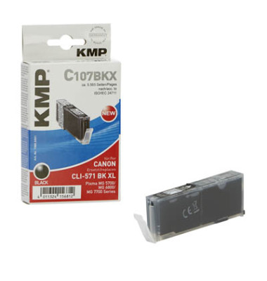 C107BPIX schwarz Tintenpatrone ersetzt Canon CLI-571 XL BK 1568,0001
