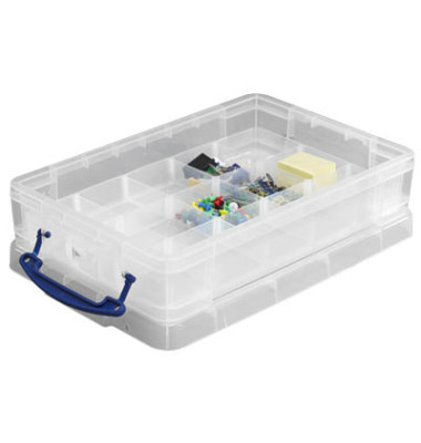 Aufbewahrungsbox 4CDIV15+DIV8, 4 Liter mit Deckel, für A4, außen 395x255x88mm, Kunststoff transparent