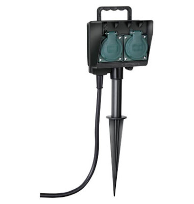 2-fach Gartensteckdose schwarz 1154430
