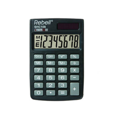 Taschenrechner SHC108 Solar-/Batterie LCD-Display schwarz/grau 1-zeilig 8-stellig Taschenrechner SHC108 Solar-/Batterie LCD-Display schwarz/grau 1-zeilig 8-stellig