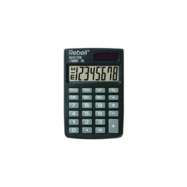 8595179505996 - Taschenrechner SHC108 Solar- Batterie LCD-Display schwarz grau 1-zeilig 8-stellig 8595179505996 Rebell