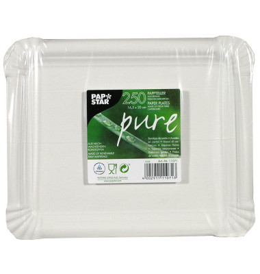 Teller, Pappe "pure" eckig 16,5 cm x 20 cm weiß 11071 Teller, Pappe "pure" eckig 16,5 cm x 20 cm weiß 11071