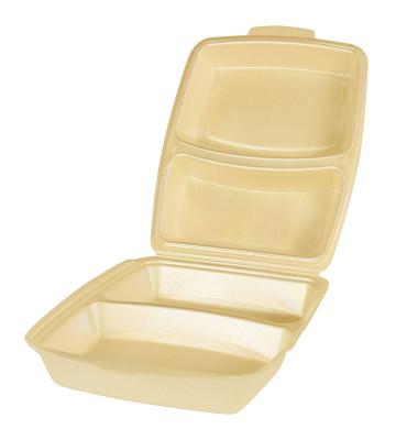 Menüboxen mit Klappdeckeln, EPS 2-geteilt 7,5 cm x 22 cm x 28,5 cm beige laminiert 12044 Menüboxen mit Klappdeckeln, EPS 2-geteilt 7,5 cm x 22 cm x 28,5 cm beige laminiert 12044