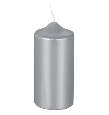 Stumpenkerzen 13669 silber 130x60mm (HxØ) ca. 30 Stunden Brenndauer Stumpenkerzen 13669 silber 130x60mm (HxØ) ca. 30 Stunden Brenndauer