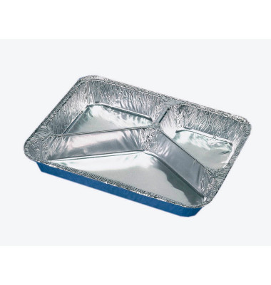 Menüschalen + Deckel, Alu 3-geteilt 760 ml 3 cm x 17,7 cm x 22,5 cm 14507 Menüschalen + Deckel, Alu 3-geteilt 760 ml 3 cm x 17,7 cm x 22,5 cm 14507