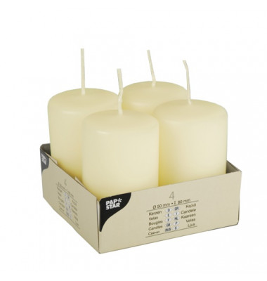 Stumpenkerze HxØ 80x50mm bis 16 Stunden elfenbein "Ivory" 4 Stück 15361 Stumpenkerze HxØ 80x50mm bis 16 Stunden elfenbein "Ivory" 4 Stück 15361