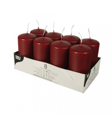 Stumpenkerze HxØ 100x50mm bis 16 Stunden bordeaux 8 Stück 17983 Stumpenkerze HxØ 100x50mm bis 16 Stunden bordeaux 8 Stück 17983