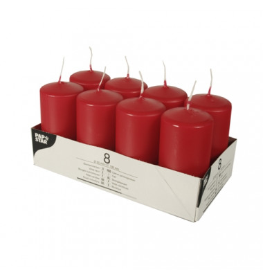 Stumpenkerze HxØ 100x50mm bis 16 Stunden rot 8 Stück 17987 Stumpenkerze HxØ 100x50mm bis 16 Stunden rot 8 Stück 17987