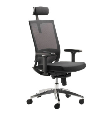 B&uuml;rostuhl my Optimax, schwarz / silber, mit Armlehnen, bis 120kg, mit Kopfst&uuml;tze