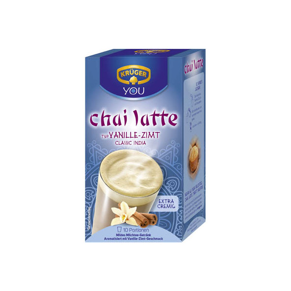 KRÜGER YOU chai latte Vanille-Zimt, Instantzubereitung für Milchtee-Getränke, aromatisiert mit Vanille-Zimt-Geschmack, 250 g (10 x 25 g Sachets)