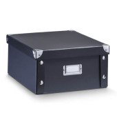 Aufbewahrungsbox 17918, 9,6 Liter, mit Deckel, au&szlig;en 310x260x140mm, Karton schwarz