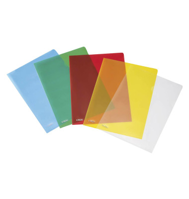Sichth&uuml;llen Pyramide 50009084, A4, farbig sortiert, transluzent genarbt, oben & rechts offen, 0,19mm