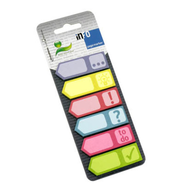 Haftmarker 5672-90, Symbole, 1x lila/gelb/rot/t&uuml;rkis/pink/gr&uuml;n, Symbole, Pfeil