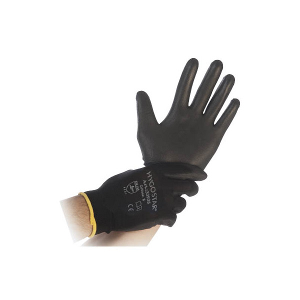 4015544339345 - Arbeitshandschuhe Hygostar Black Ace 33934 schwarz Größe L 9 Nylon Polyurethan 4015544339345 12 Paar