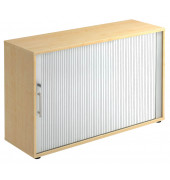 Aktenschrank BETA V1732S/3/S/RE, Kunststoff/Holz abschließbar, 2 OH, 120 x 74,8 x 40 cm, silber/ahorn