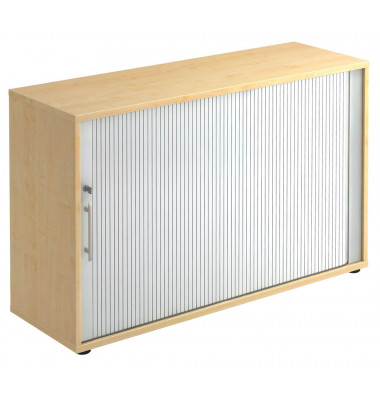 Aktenschrank BETA V1732S/3/S/RE, Kunststoff/Holz abschließbar, 2 OH, 120 x 74,8 x 40 cm, silber/ahorn