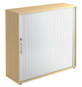 Aktenschrank BETA V1733S/3/S/RE, Kunststoff/Holz abschließbar, 4 OH, 120 x 110 x 40 cm, silber/ahorn