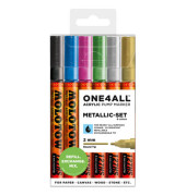 Lackmarker METALLIC-SET, MO200197, Pack, metallic/ -schwarz/ -blau/ -grün/ -pink/ silber/ gold, 2mm Rundspitze
