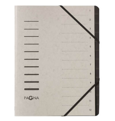 Ordnungsmappe 40059-21, 1-12, grau, A4, 12 F&auml;cher