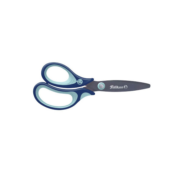 4012700803511 - Kinderschere griffix Edelstahl rostfrei titanbeschichtet 14cm Linkshänder blau-hellblau 4012700803511 Pelikan