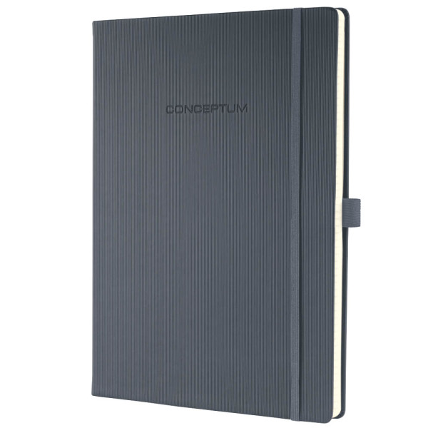 4004360831874 - Notizbuch Conceptum CO649 dunkelgrau A4 liniert 80g 194 Seiten mit Gummiband paginiert 4004360831874 Sigel