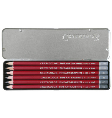 Bleistift-Set CLEOS-Fine, 160 25, H&auml;rte HB,2H,2B,4B,6B,8B, rot