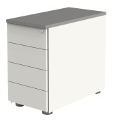 Standcontainer Move 4191 Holz weiß (Abdeckplatte graphit), 4 normale Schubladen, abschließbar
