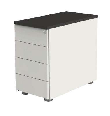 Standcontainer 12419213 Move, wei&szlig;/anthrazit, 4 Schubladen, Spanplatte, melaminbeschichtet, abschlie&szlig;bar