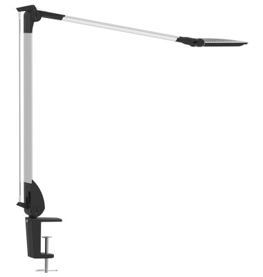 LED-Schreibtischlampe MAULoptimus, silber/schwarz, mit Klemmfuß, dimmbar