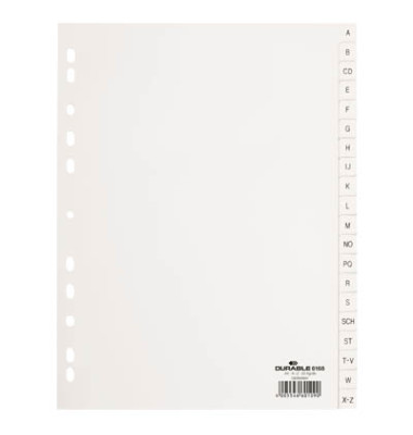 Kunststoffregister 616802, A bis Z, A4, 120µm, weiße Taben, 20-teilig