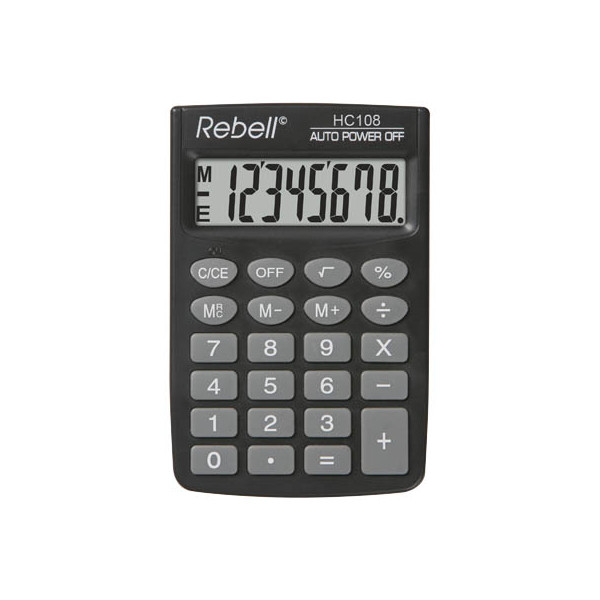 8595179505903 - Taschenrechner HC 108 Batterie LCD-Display schwarz 1-zeilig 8-stellig 8595179505903 Rebell