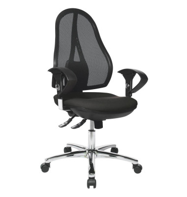 B&uuml;rostuhl Open Point SY Deluxe, schwarz / chrom, mit Armlehnen, bis 110kg, ohne Kopfst&uuml;tze
