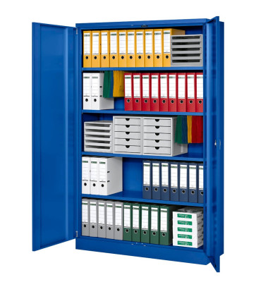 Aktenschrank 111155, Stahl abschließbar, 5 OH, 120 x 195 x 42 cm, blau