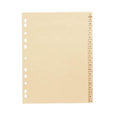 Kartonregister 846120-1210-81, A bis Z, A4, 110 g/m², chamois Taben, 20-teilig