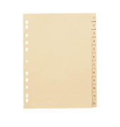 Kartonregister 084-0464-010-81, 1 bis 12, A4, 110 g/m², chamois Taben, 12-teilig