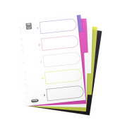 Kunststoffregister myColour 400004808, 5-teilig blanko, A4, 120µm, farbige Taben, 5-teilig