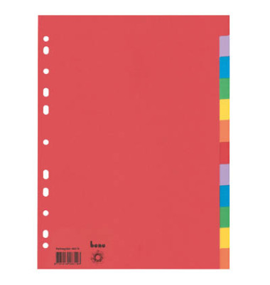 Kartonregister 48319, 12-teilig blanko, A4, 180 g/m², farbige Taben, 12-teilig