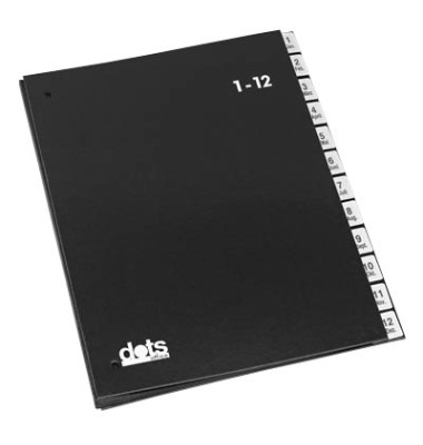 Pultordner 44198 A4 1-12 / Jan-Dez schwarz 12-teilig