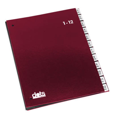Pultordner 44198-01, 1-12 / Jan-Dez, rot, A4, 12 F&auml;cher