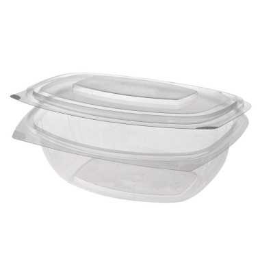 Feinkost- und Salatschalen mit Klappdeckeln, PLA "pure" 375 ml 4,8 cm x 16,1 cm x 13,2 cm glasklar 82200 Feinkost- und Salatschalen mit Klappdeckeln, PLA "pure" 375 ml 4,8 cm x 16,1 cm x 13,2 cm glasklar 82200