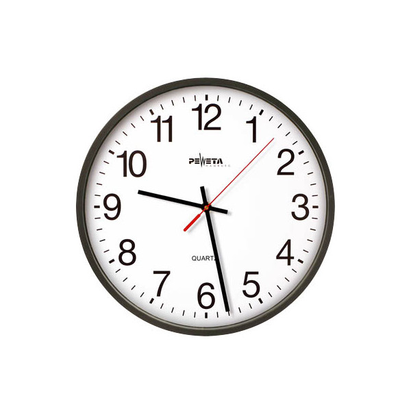 4250594526455 - PEWETA Quarzwanduhr mit geräuschlosem Uhrwerk Ø 250 mm schwarzes Kunststoffgehäuse 15 V Batteriebetrieb 4250594526455 - PEWETA Quarzwanduhr mit geräuschlosem Uhrwerk Ø 250 mm schwarzes Kunststoffgehäuse 15 V Batteriebetrieb