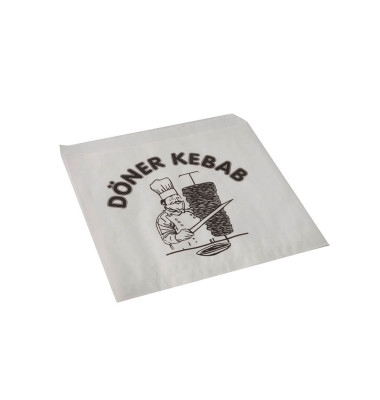 Döner-Kebab-Tüten, Pergament-Ersatz 16 cm x 16 cm weiß fettdicht 86170 Döner-Kebab-Tüten, Pergament-Ersatz 16 cm x 16 cm weiß fettdicht 86170