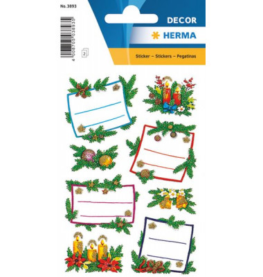 3893 Weihnachten Geschenkaufkleber Weih.Gesteck