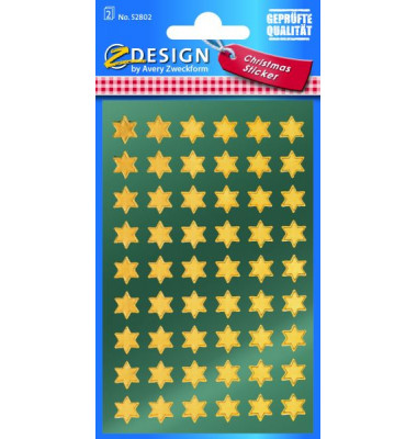52802 gold Weihn.Schmucketikett Stern 8mm