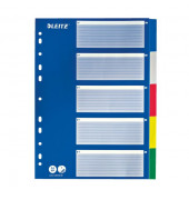 Kunststoffregister 1255-60-00, 5-teilig blanko, A4, 120µm, farbige Taben, 5-teilig