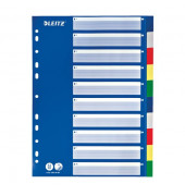 Kunststoffregister 1256-60-00, 10-teilig blanko, A4, 120µm, farbige Taben, 10-teilig
