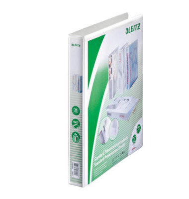 Präsentationsringbuch Standard 4284-00-01, A4+ 4 Ringe 25mm Ring-Ø Pappe/PP-Folie, 3 Außentaschen, 2 Innentaschen, weiß